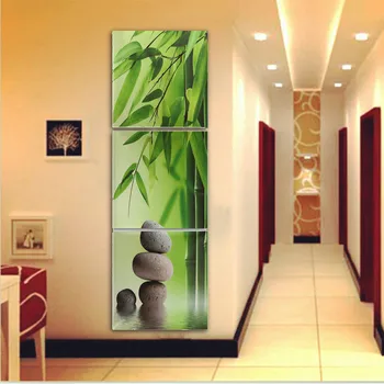 

Unframed 3Pcs Green Bamboo Stone HD Picture Canvas Painting Modern Art Wall Decor Poster For Living Room Wall Art Framework