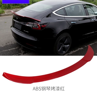 Автомобильные аксессуары ABS пластиковый Неокрашенный цвет наружный задний Багажник крыло багажника спойлер для Tesla модель 3 - Цвет: read color