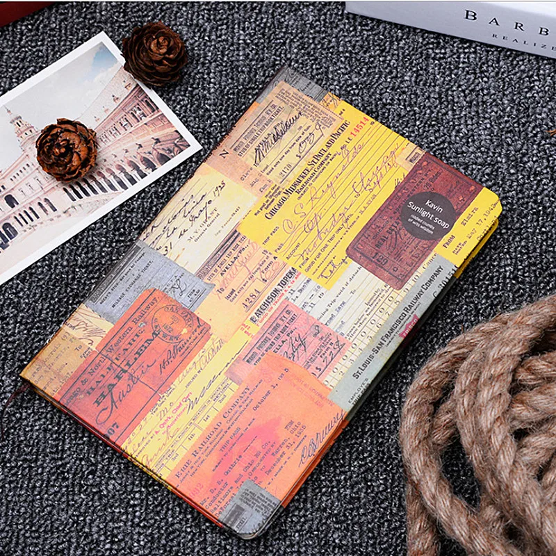 

Retro Creative Planner a5 Notebook Kraft Paper Hardcover Good Quality Vintage Journal Travelers Notebooks 96 Sheets Small Gifts