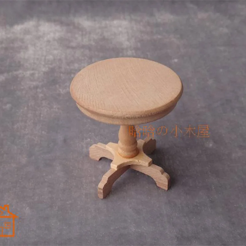 مصغرة دمية مصغرة جولة نهاية الجدول طاولة القهوة الأثاث الخشبي الأبيض لون الطفل اللعب