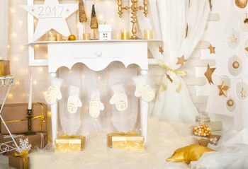 

horizontal christmas decorations for home photography backdrops fireplace background photo background XT-6243