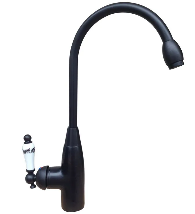 Black Oil Rubbed Brass Single Handle Swivel Spout Kitchen Sink Faucet  Cold & Hot Mixer Tap asf109