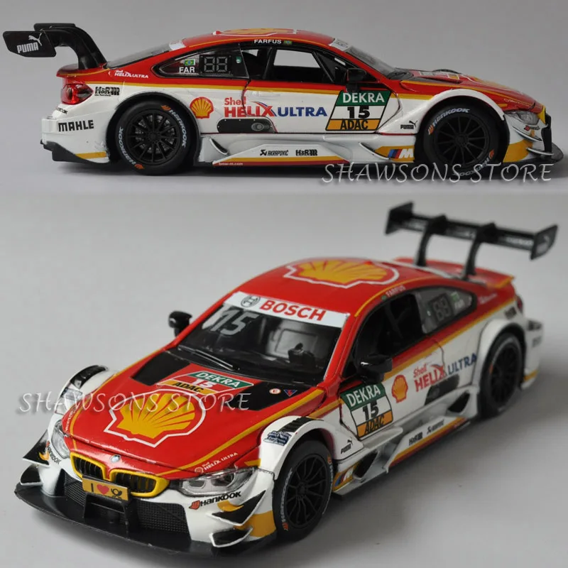 Diecast Car Model Toys 1:32 M4 DTM Racing Team Painting Pull Back Replica with Sound& Light