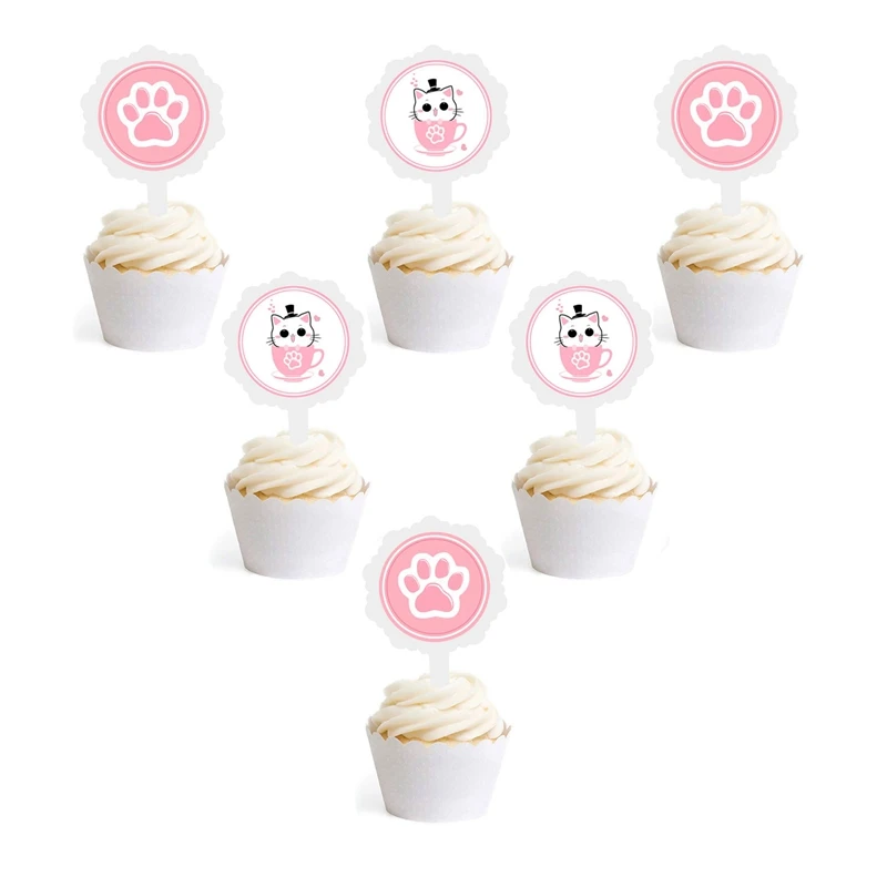 

6pcs Cartoon Cake Topper Cupcake Toppers Wedding Decoration Birthday Cake Summer Party Cute Cupcake Wrappers Baby Shower