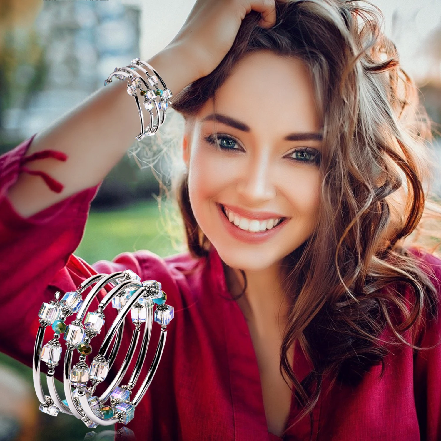 

HIYONG Fashion Crystal Bracelet Luxury Women Bracelet Femme 2019 3 Wrap Bracelet Multi-layer SWAROVSK Crystal Bangles Adjustable