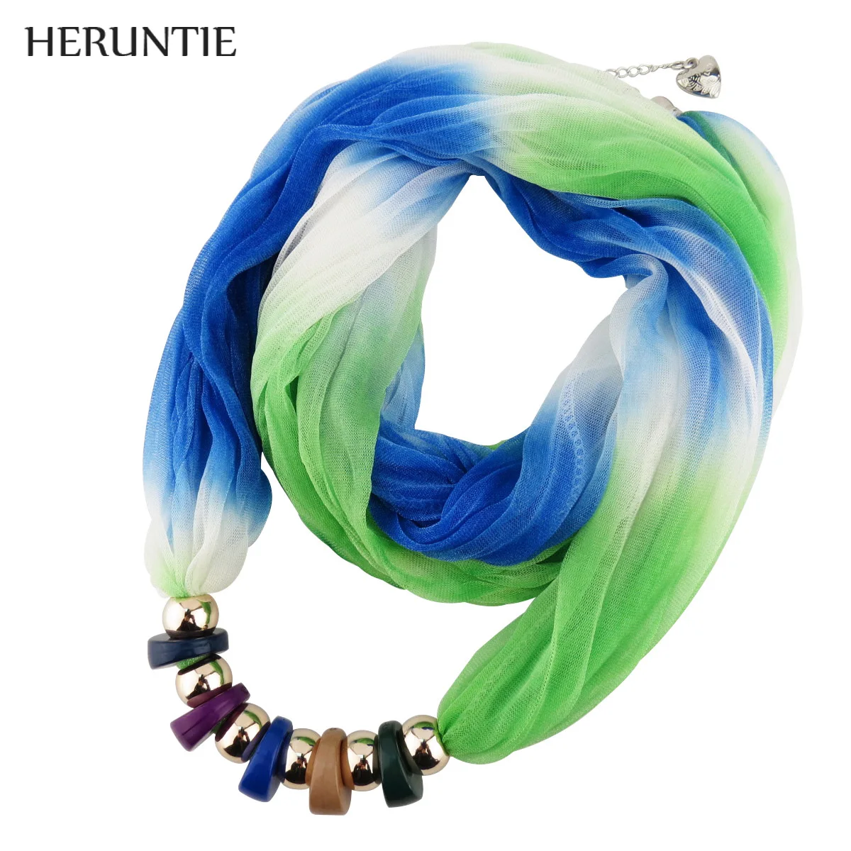 

2019 summer New Women Sunscreen jewelry beads Scarf Necklace Pendant chiffon Scarf Gradient neckerchief shawl wrap