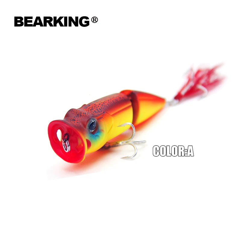 Bearking 5pcs/lot  fishing lures,hard bait 5 assorted colors, bearking popper 70mm 11g, Floating topwater baits free shipping