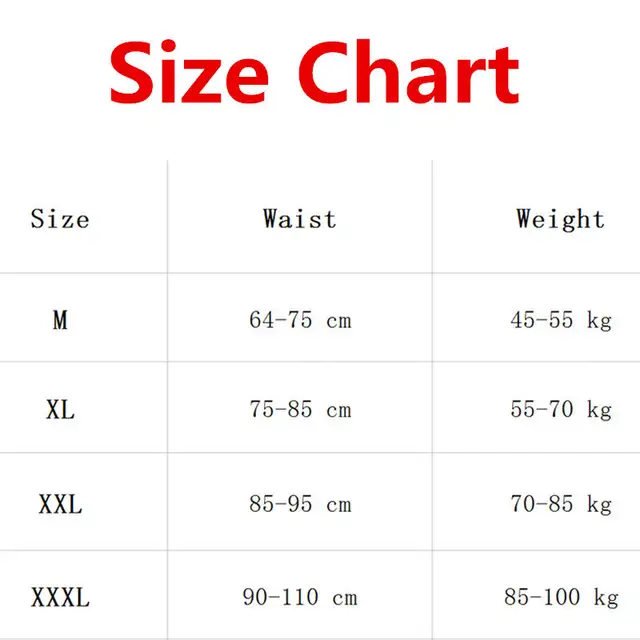 Suspender Size Chart