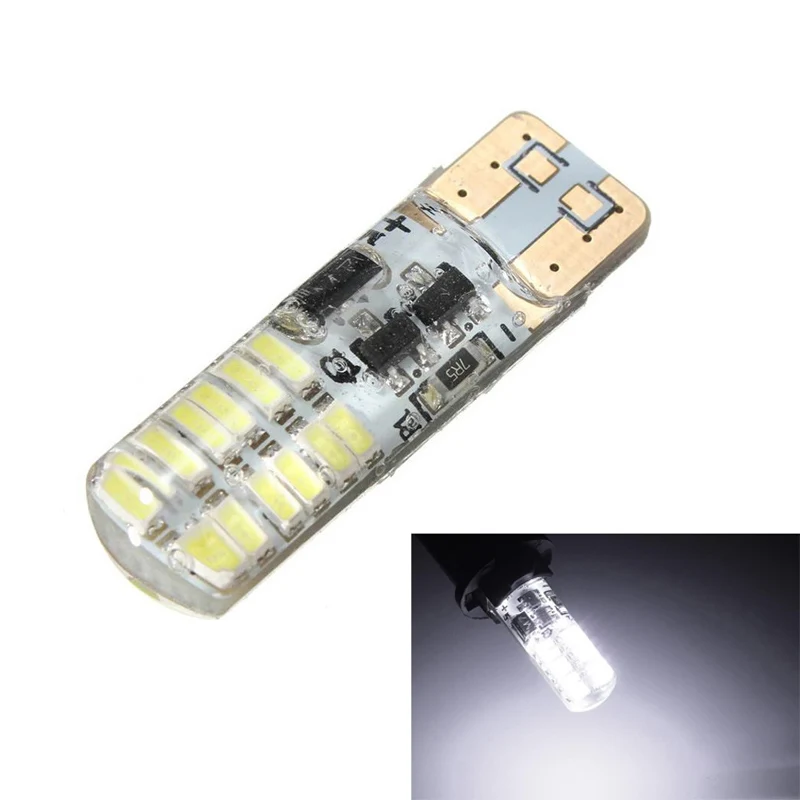 Автомобильный светодиодный стробоскоп T10 3014 24 SMD, мигающий белый/кристально-синий/синий W5W 12 V, автомобильный боковой клин/лампа для номерного знака