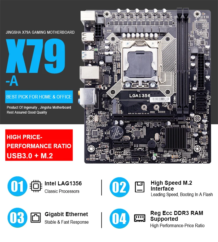 Kllisre X9A набор материнских плат с LGA 1356 E5 2470 C2 2x8GB = 16 Гб 1600 МГц DDR3 память ECC Reg