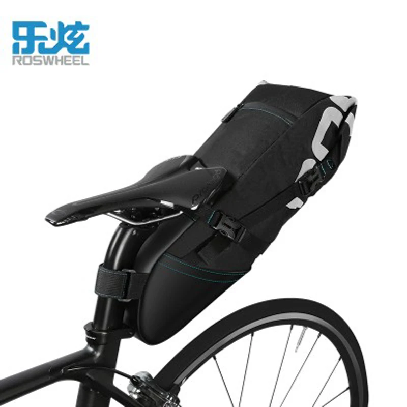 ROSWHEEL 10L Bike Carbon Fiber Leather Bicycle Rear Rack Seat Pannier Bag Pouch