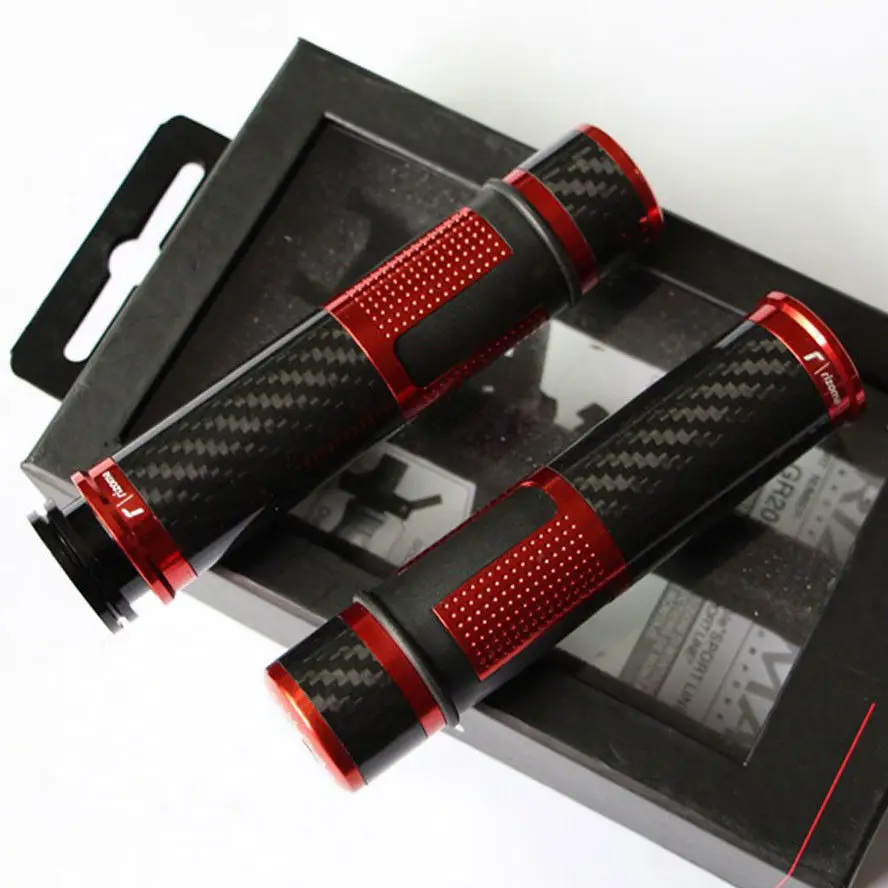 

BBQ@FUKA New Red Motorcycle 7/8" Carbon Fiber Handle Bar Hand Grips Bar Ends Fit For Honda Suzuki yamaha FJ1200