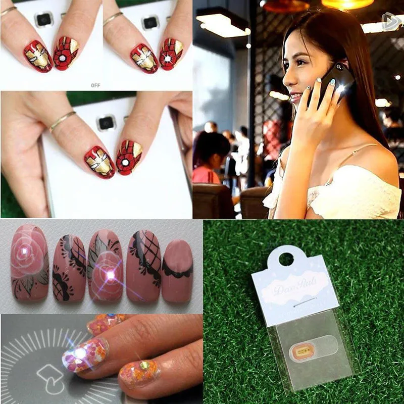 

Polish Chip manicure decorations Phone DIY Tips Mobile Sensors NFC LED Light Flash Affixed Scintillation Nail Art Sticker Decor