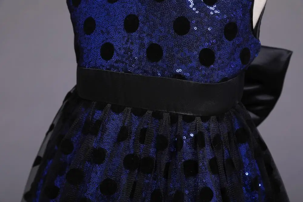 CAILENI Dot Sequin Big Bow Prom Dress For 1-6 Year Girls 2019 New Formal Party Princess Dress Kid Girls Bacll Gown Frocks Blue