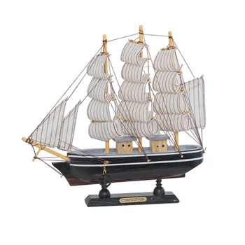 

Vintage 20cm Simulation Model Ship Wooden Crafts Mediterranean Sailing Boat Figurines Ornaments Home Office Desktop Decor Gifts