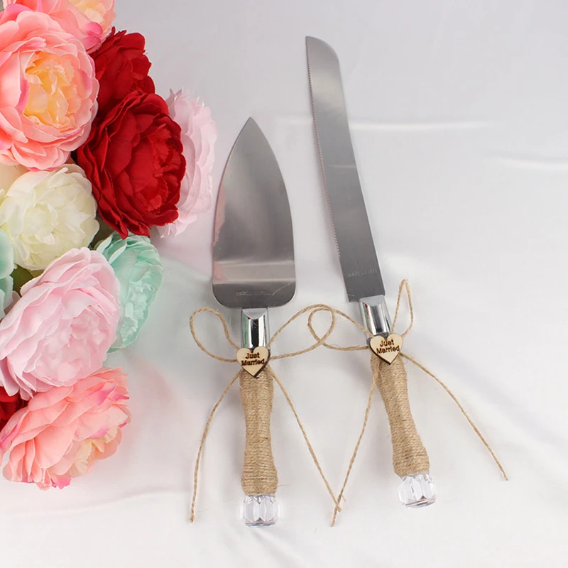 Romantic love just married Stainless Steel Cake Knife Server Set Cake Shovel Rustic wedding Bridal Shower party gift Decoration