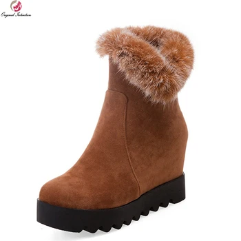 

Original Intention New Stylish Women Ankle Boots Popular Platform Round Toe Height Increasing Shoes Woman US Size 4-10.5