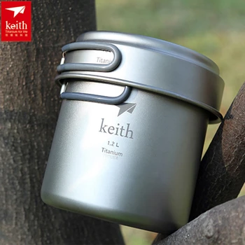 

Keith Titanium Pot Titanium Cookware Set Caldron & Frying Pan 400ml+1.2L Hiking Hunting Picnic Camping Cooking Set Ti6013