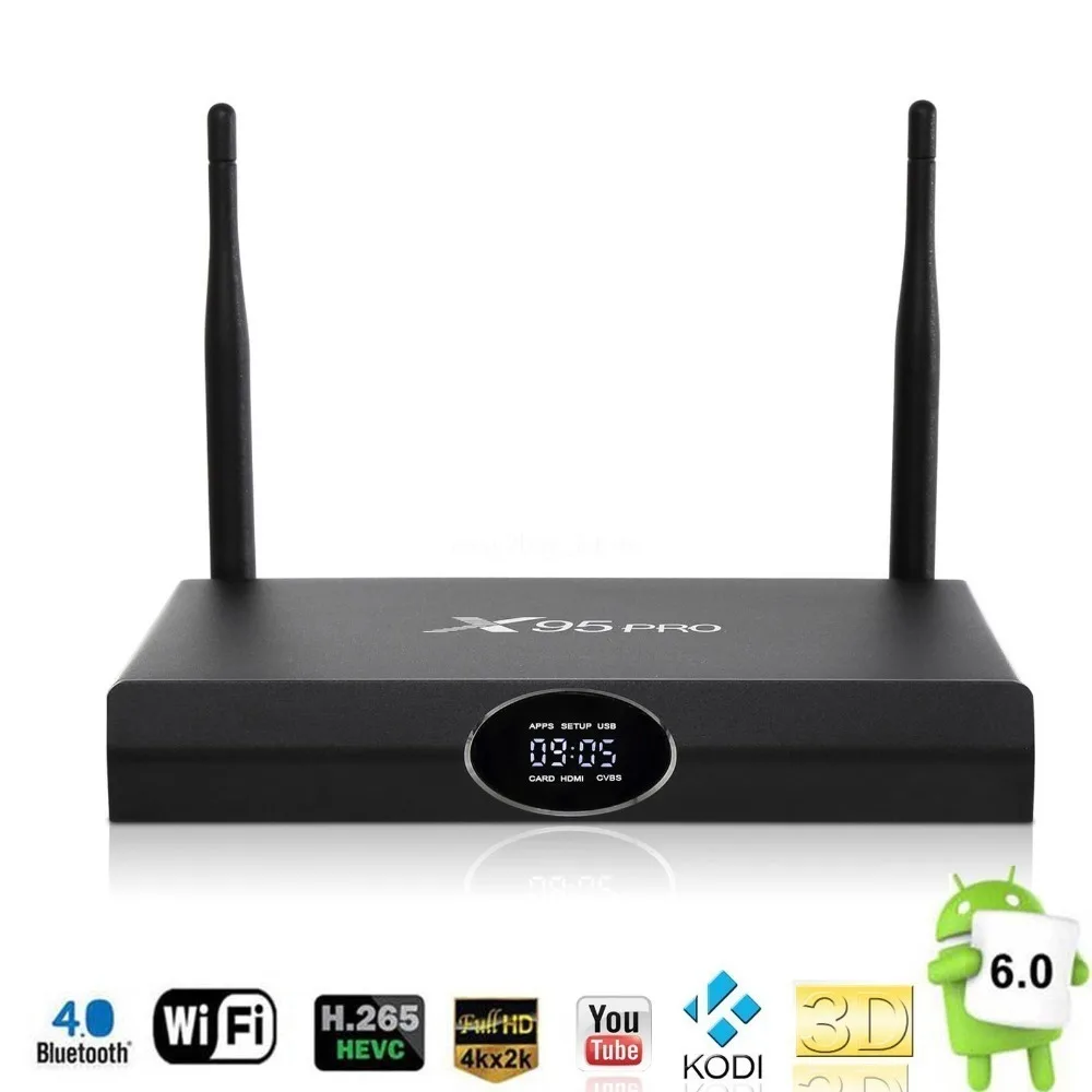 2G 16G X95 PRO Android 6,0 H.265 4K* 2K UHD Smart PC tv BOX четырехъядерный Bluetooth 4,0 wifi IP tv полностью загруженный приемник