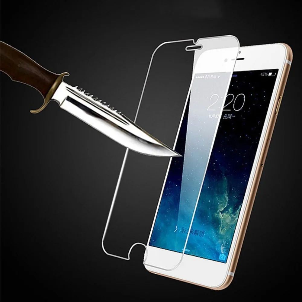 

9H tempered glass For iphone X 8 4s 5 5s 5c SE 6 6s plus 7 plus screen protector protective guard film case cover+clean kits