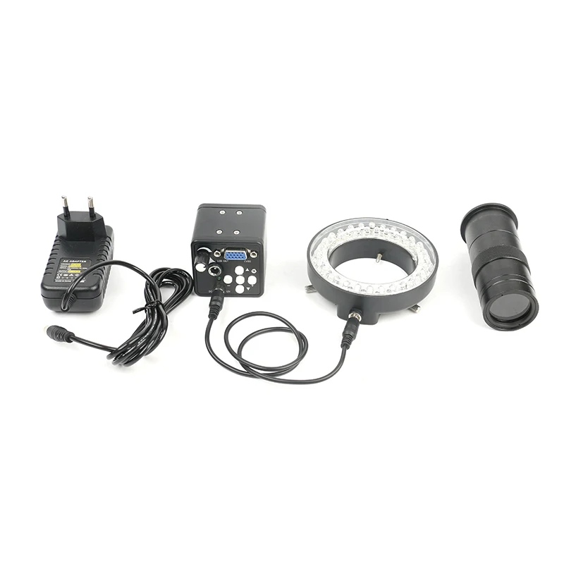 Best 1080P VGA Electronic Digital Industrial Video Microscope Camera Adjustable LED Light 100X C mount Lens For Phone PCB Soldering