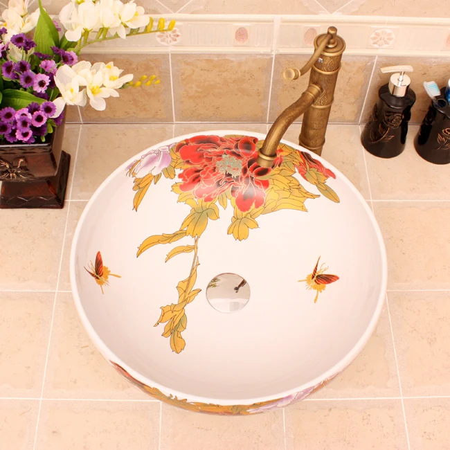 White color round Jingdezhen ceramic art counter basin wash basin lavabo sink Bathroom sinks washing basin (4)