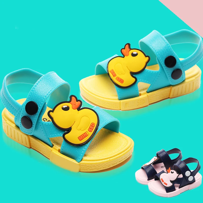 Новейшие детские сандалии детская обувь с рисунком утки для маленьких мальчиков и силиконовая обувь для девочек Нескользящие мягкие модные детские повседневные сандалии