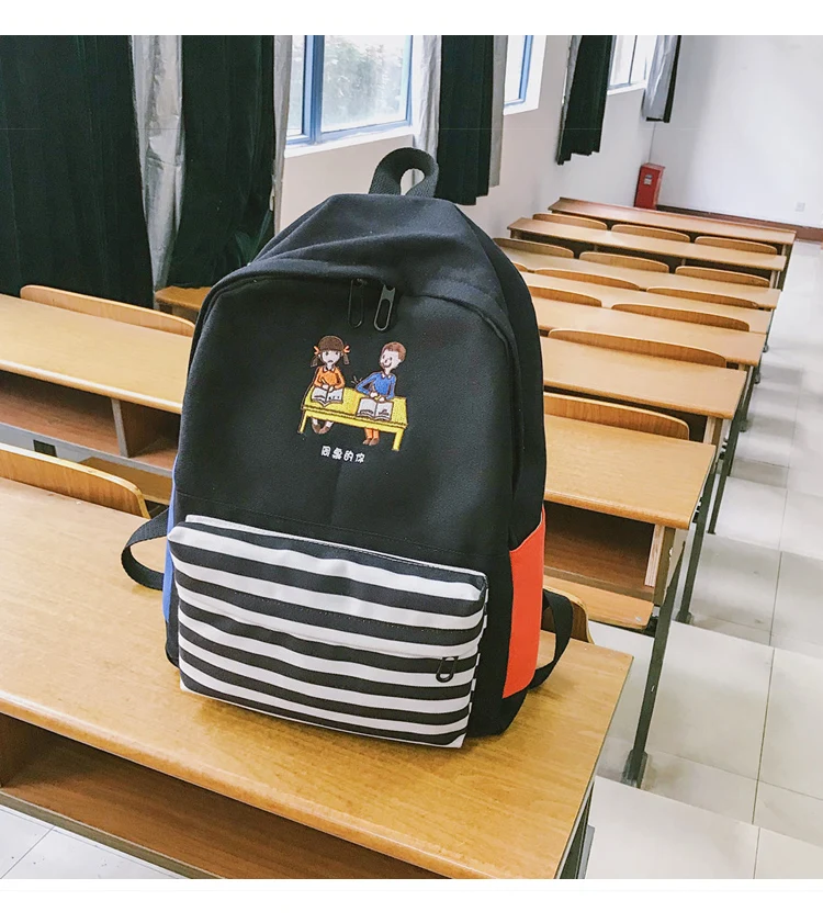 Menghuo School Backpacks for Teenage Girls Emboridery Women Canvas Backpack Female Cute Japan and Korean Backpack Travel Bags00_32_15