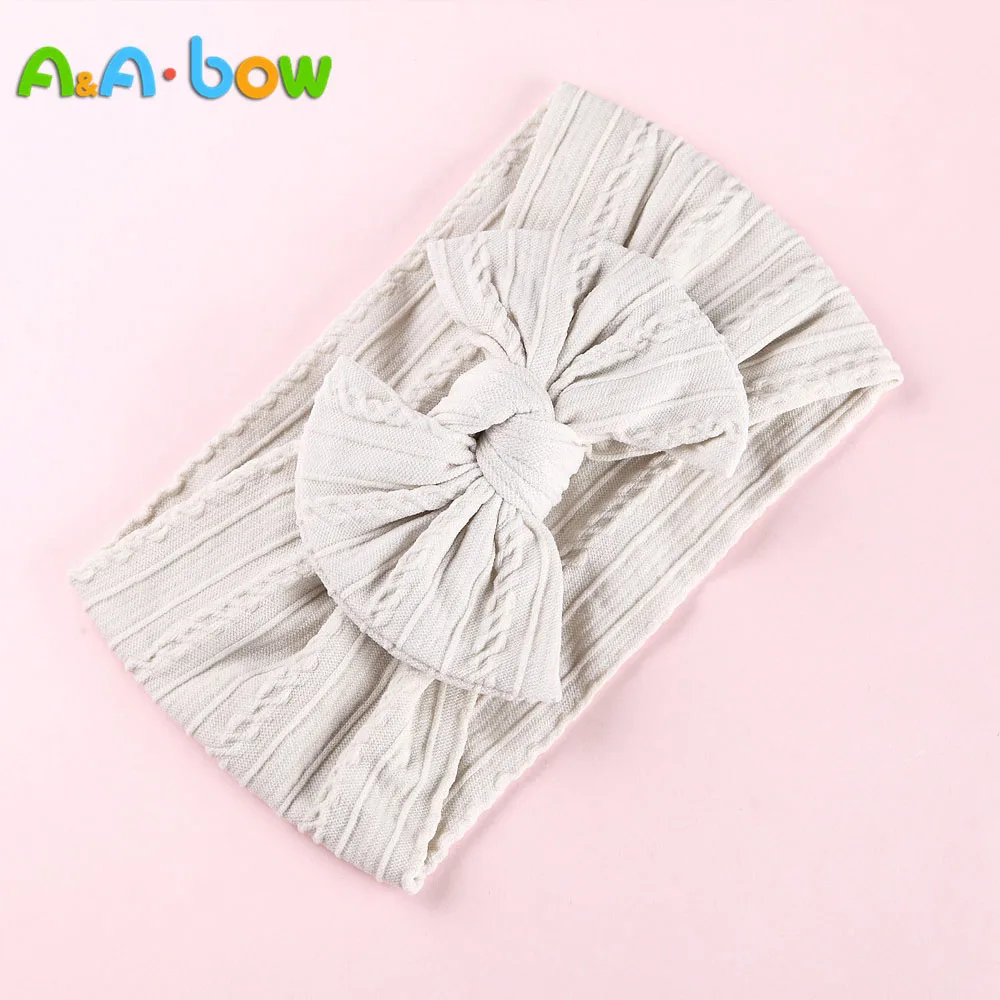 1pcs Cable Knit Nylon Bow Headwrap, One size fits all nylon headbands, wide nylon headbands, baby headbands, Knot bow headwear best Baby Accessories Baby Accessories