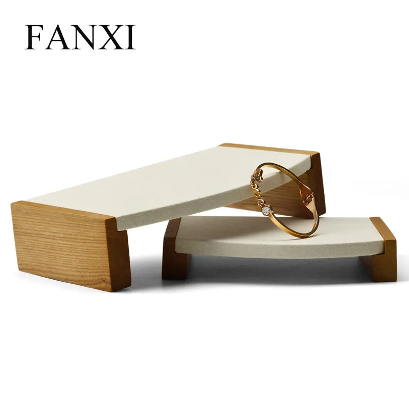 FANXI 2 шт./компл. деревянный показ драгоценностей стенд с микрофибры вставки для