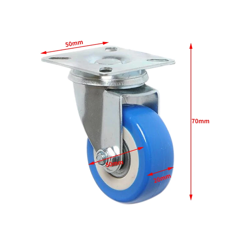 8 Pack 2 inch Caster Wheels Swivel Plate Casters on Blue Wheels