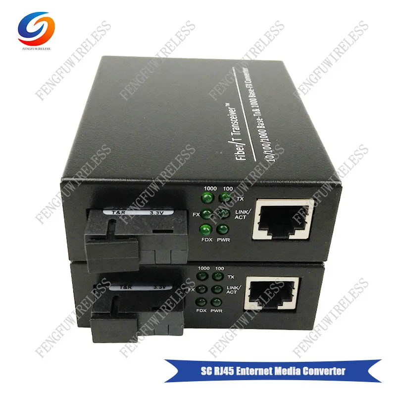 

Hottest 1 pair 1000base 1.25G 20KM SC Simplex mode Fiber Optic 1 Port RJ45 Enternet Media Converter