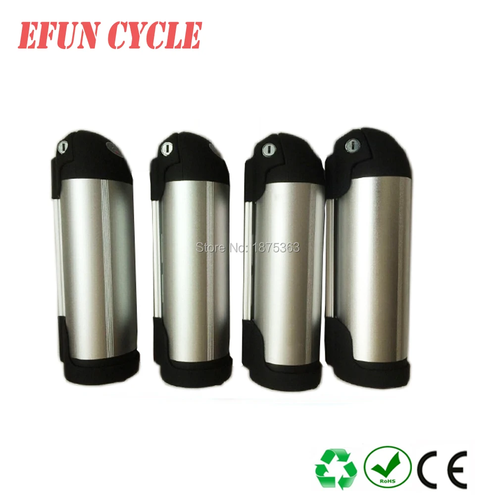 

Free shipping On sales 48V 12Ah Li-ion ebike battery silver bottle down tube battery for mountain bike with charger