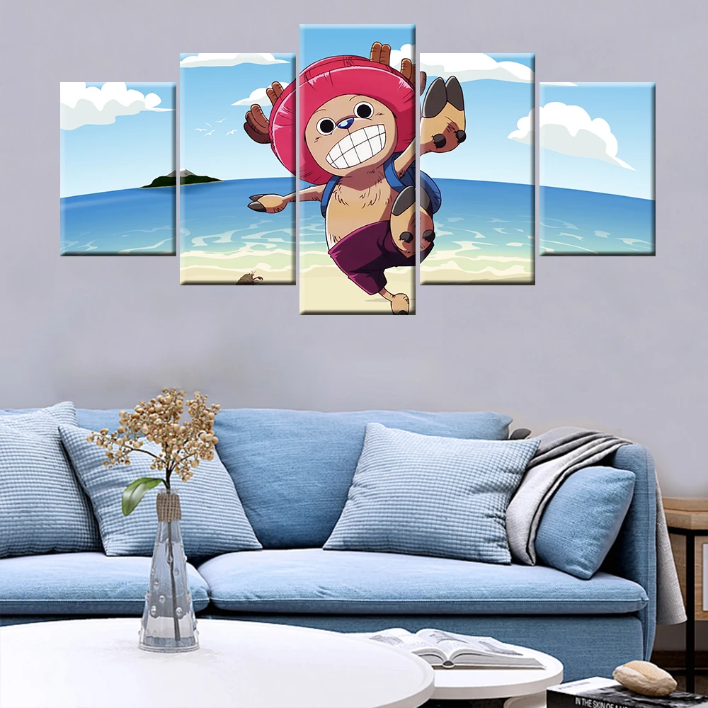 

Home Decor Canvas 5 Piece Canvas Painting One Piece Characters Tony Chopper Printed Animation Poster Wall Art Pictures Wall
