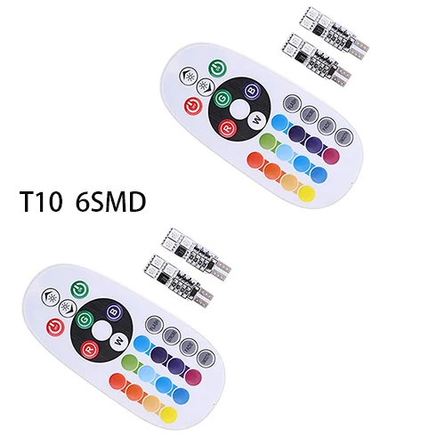 Лот Новейший цветной Автомобильный светодиодный светильник T10 12 SMD5050 RGB светодиодный W5W Автомобильный светодиодный светильник вспышка стробоскоп плавный режим - Испускаемый цвет: 2set T10 6smd