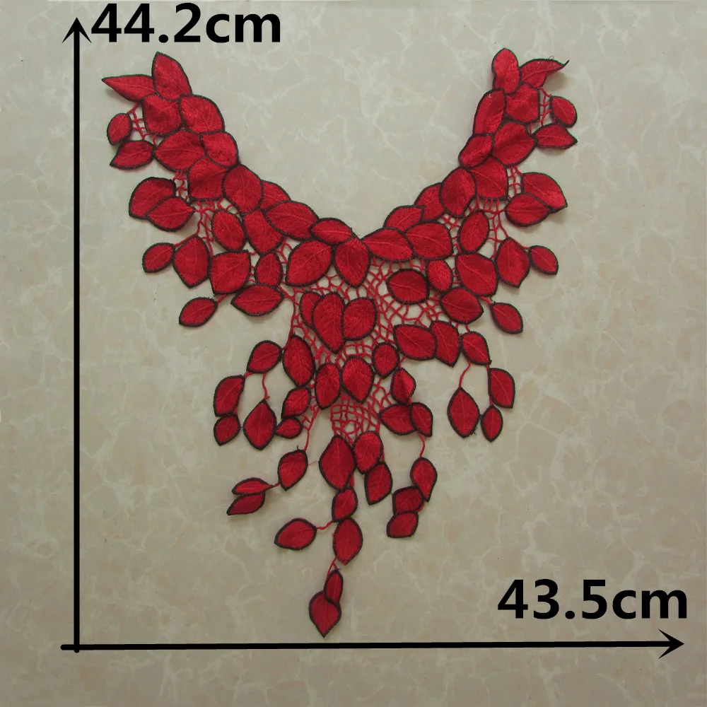 Красная кружевная ткань платье аппликация мотив Блузка Шитье планки «сделай сам» на декольте воротник костюм украшения аксессуары YL830