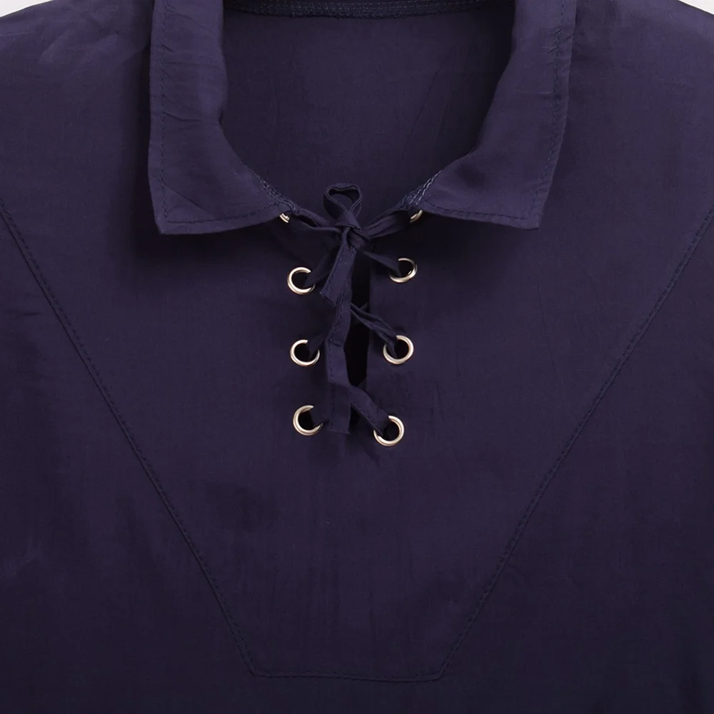 Винтажная Мужская средневековая рубашка однотонная повязка с длинным рукавом стоячий воротник воин Рыцари панк топы