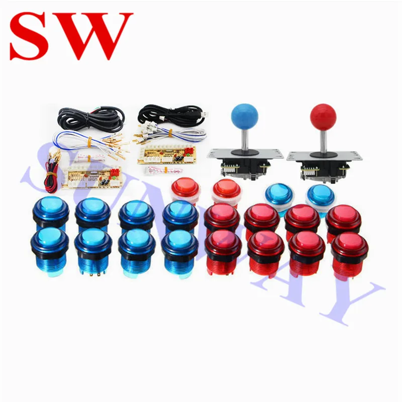 

2 Players DIY Arcade Joystick Kits With 20 LED Arcade Buttons + 2 Joysticks + 2 USB Encoder Kit + Cables Joystick Arcade Set