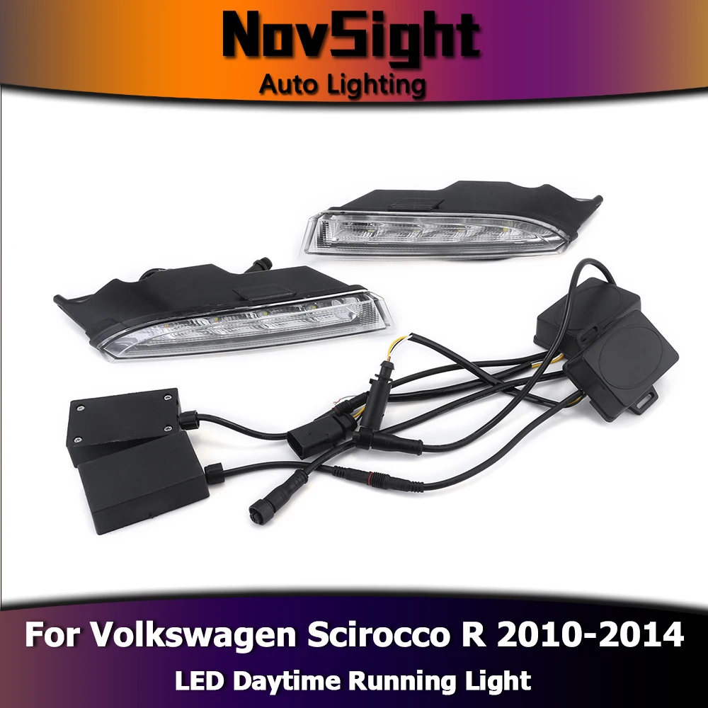 

NOVSIGHT Auto Car LED Daytime Running Lights Driving Fog Lights DRL with Yellow Turn Signal for VW Scirocco R 2010~14 D30