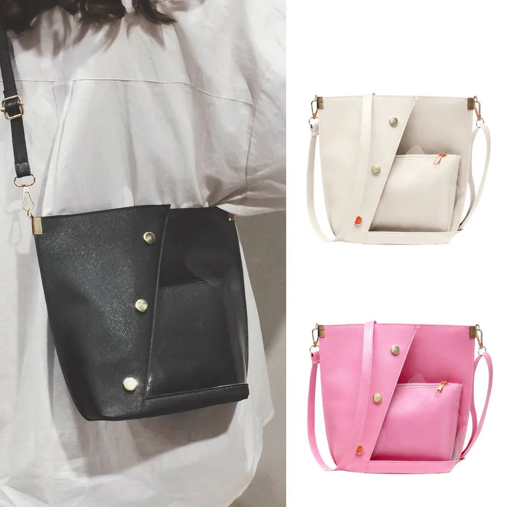 

Women's Fashion Polyester Zipper Handbag Rivet Diagonal Package Translucent Shoulder Bag Durable Comfortable Canvas Apr 10