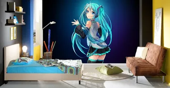 

[Self-Adhesive] 3D Hatsune Miku Black Space 44 Japan Anime Wall Paper mural Wall Print Decal Wall Murals