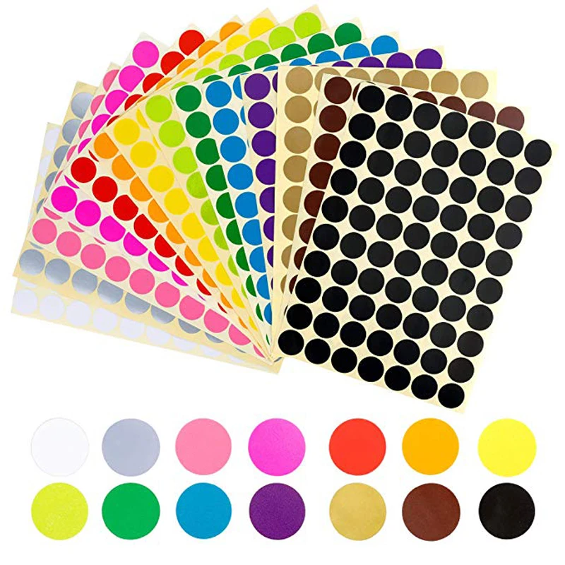 

3920 pcs 3/4" Round Coding Circle Dot Labels, 14 Colors