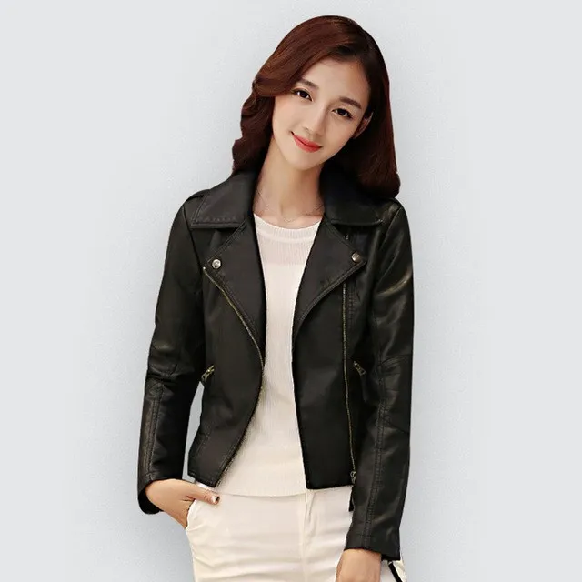 4XL Women PU Leather Jackets Casual Slim Soft Short Motorcycle Coat Solid Zippers Biker Faux Leather Jackets Outwear Plus Size