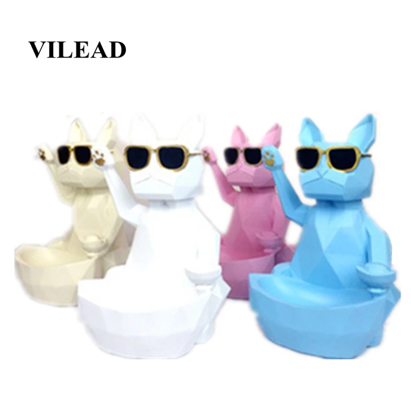 

VILEAD 9.4" Resin QR Code Geometry Lucky Dog Figurines Cute Animal Ornaments Creative Home Decoration Accessories Store Office
