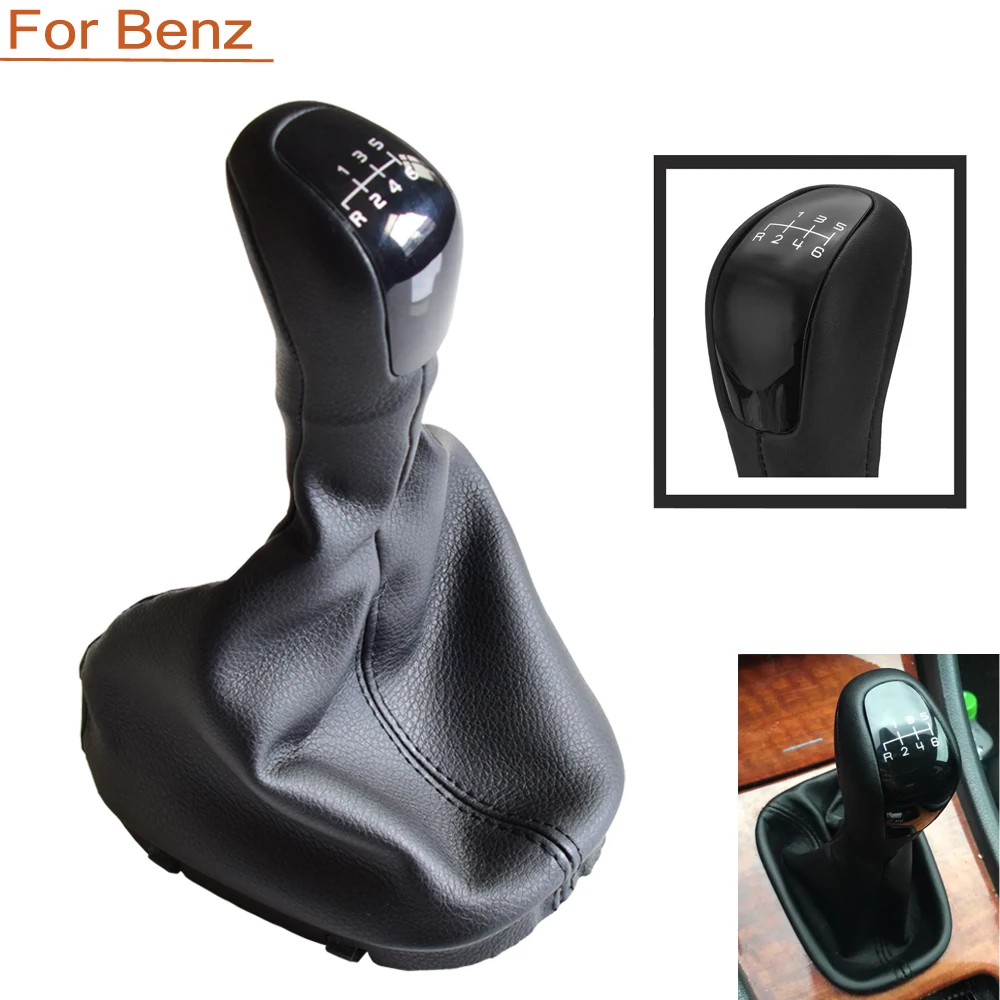 

6 Speed Car MT Gear Shift Stick Knob Lever Shifter For Mercedes-Benz C Class W203 2000-2004 S203 With Leather Dust-Proof Cover