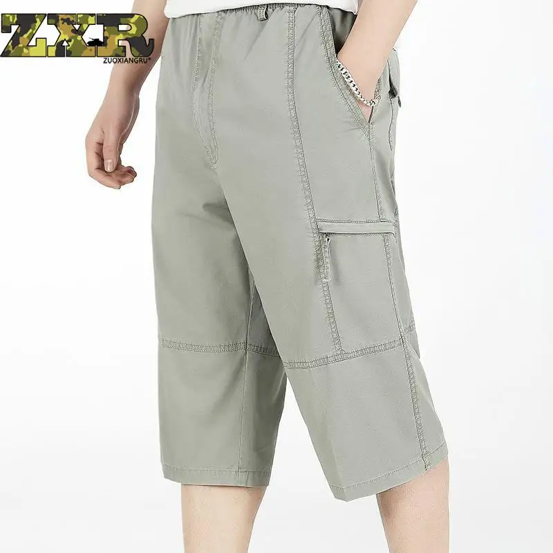 Летние мужские тактические повседневные шорты армейские большие размеры Новые мешковатые мужские капри карманные мужские черные Хаки армейский зеленый
