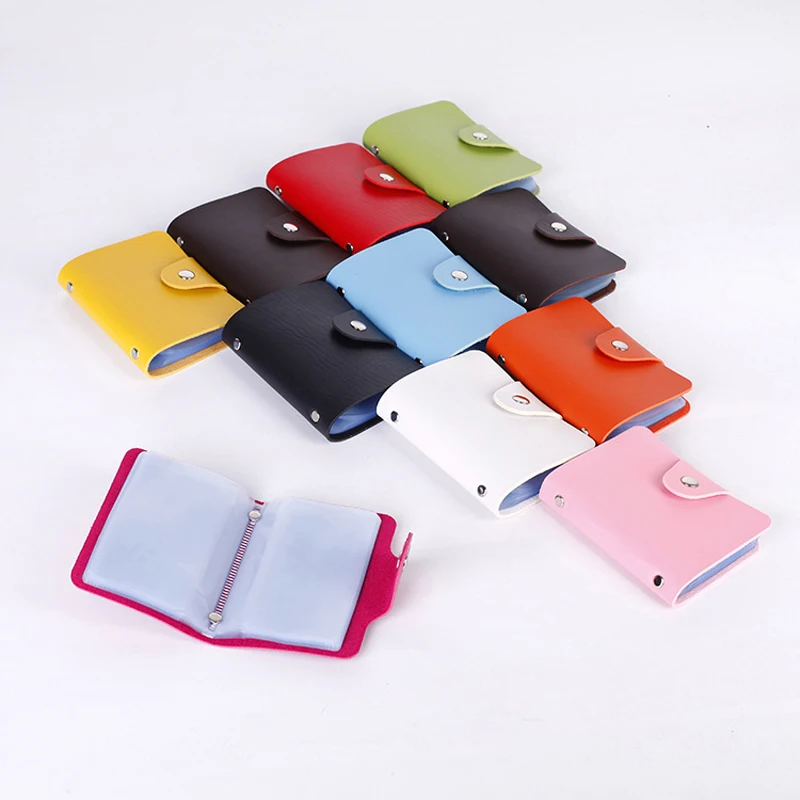 

Credit Card Holder Wallet 24 Bits Card Case Leather Korean Style Business ID Card Organizer Holder for Plastic Cards Portable