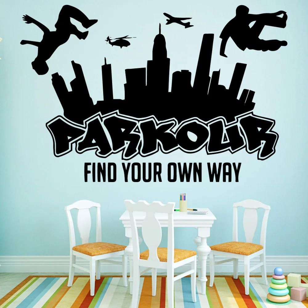 

Funny parkour House Decoration Accessories For Living Room Kids Room Vinyl Art Decal wallstickers