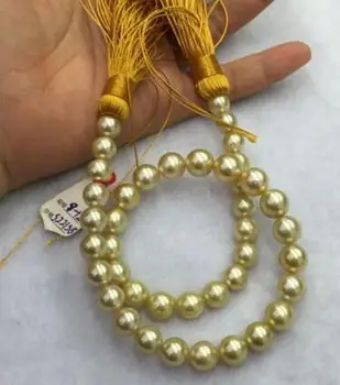 

free shipping gorgeous AAA 11-12mm round Australia south sea gold pearl necklace 18inch