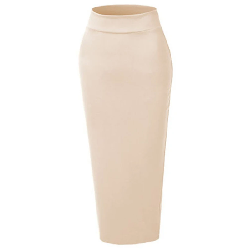 Muslim-Thick-Skirt-XL-2XL-Ladies-Bodycon-Slim-Black-White-Coffee-Dark-Red-High-Waist-Stretch (2)